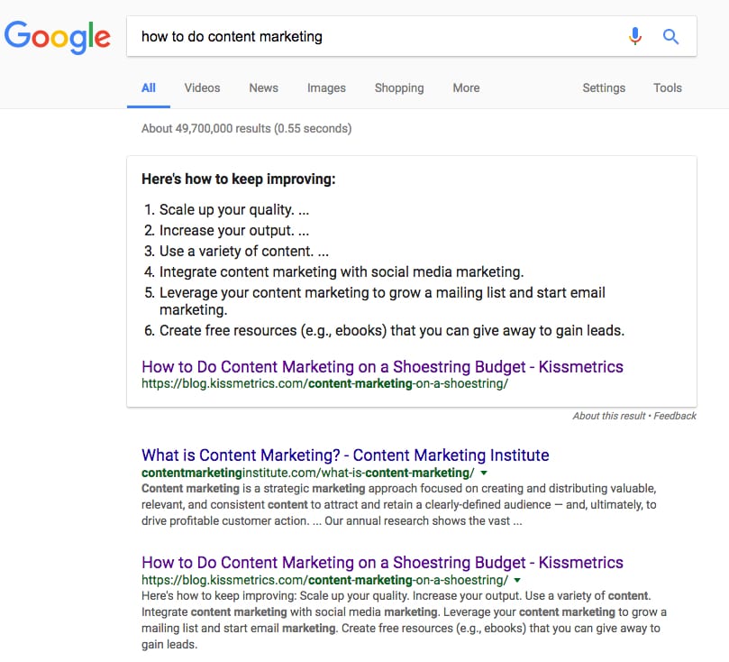 Get Featured in Google Snippet