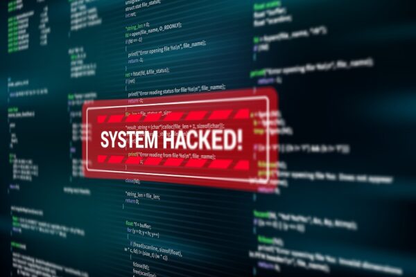 System Hacked, Warning Alert Message On Screen Of Hacking Attack